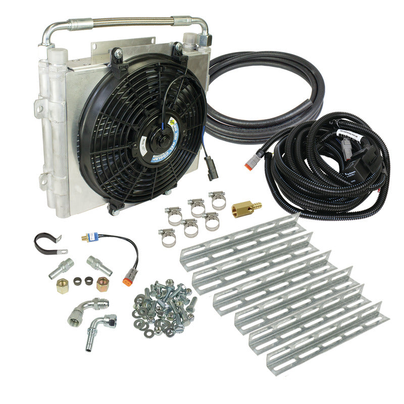 Xtrude Transmission Cooler with Fan Double Stacked Complete Kit 1/2in Lines (Dodge/Ford) BD Diesel