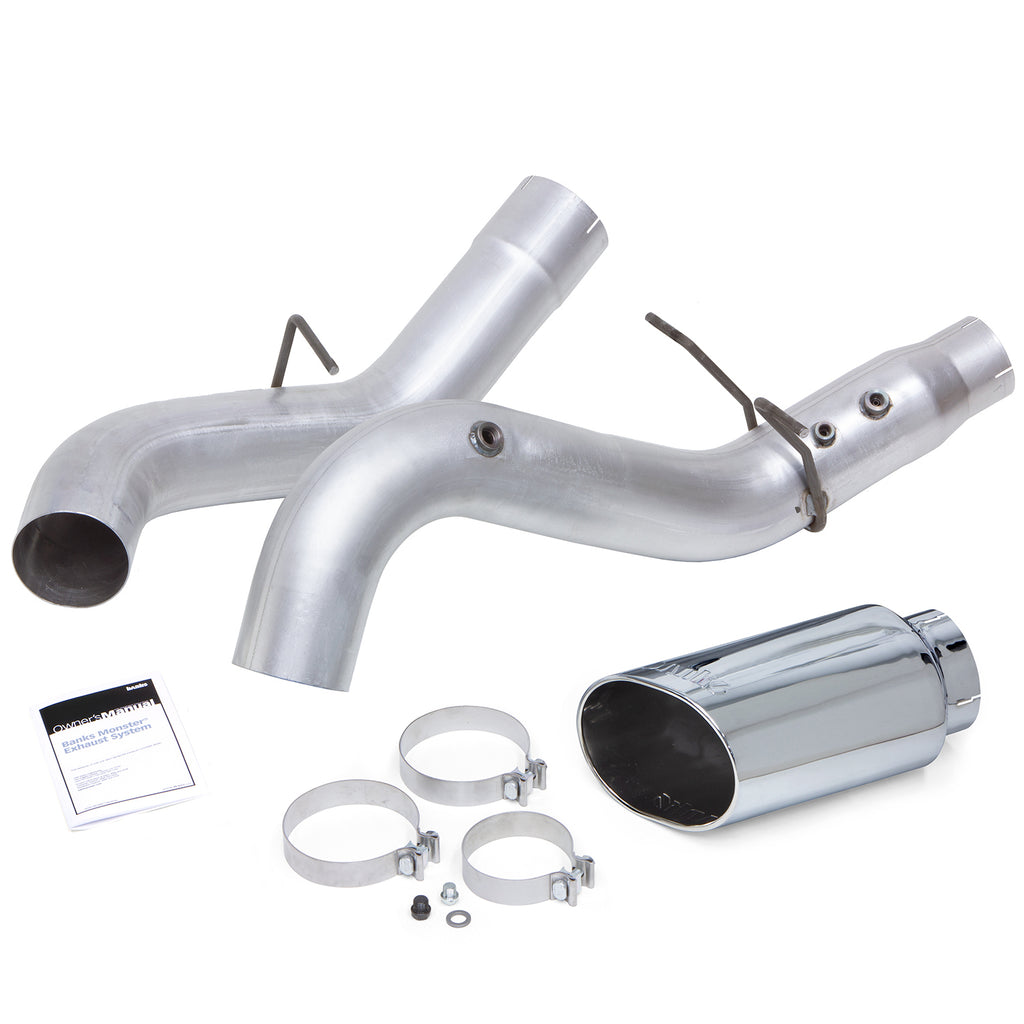 Monster Exhaust System 5-inch Single Exit Chrome Tip 20-22 Chevy/GMC 2500/3500 Duramax 6.6L L5P Banks Power