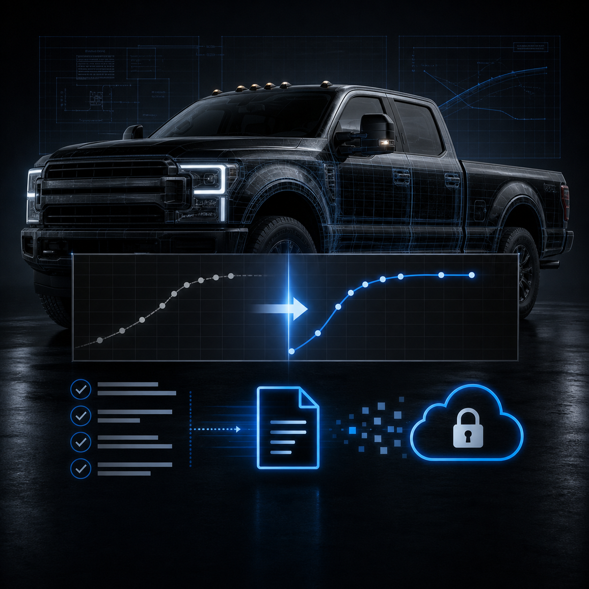 Generic truck and secure calibration revision workflow visualization