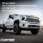 Kryptonite Stage 3 Leveling Kit with Fox 2.5 Performance Elite Shocks for 2020-2026 Chevy/GMC 2500HD/3500HD