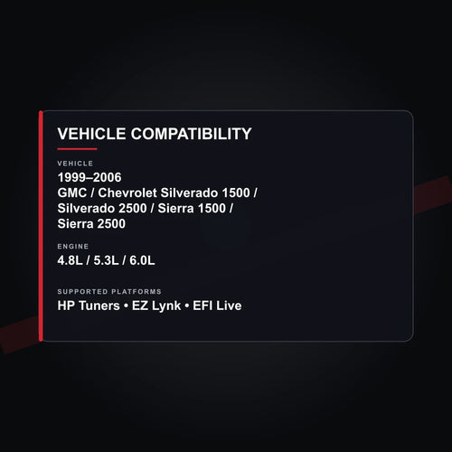 1999–2006 GMC / Chevrolet 4.8L / 5.3L / 6.0L tuning vehicle compatibility