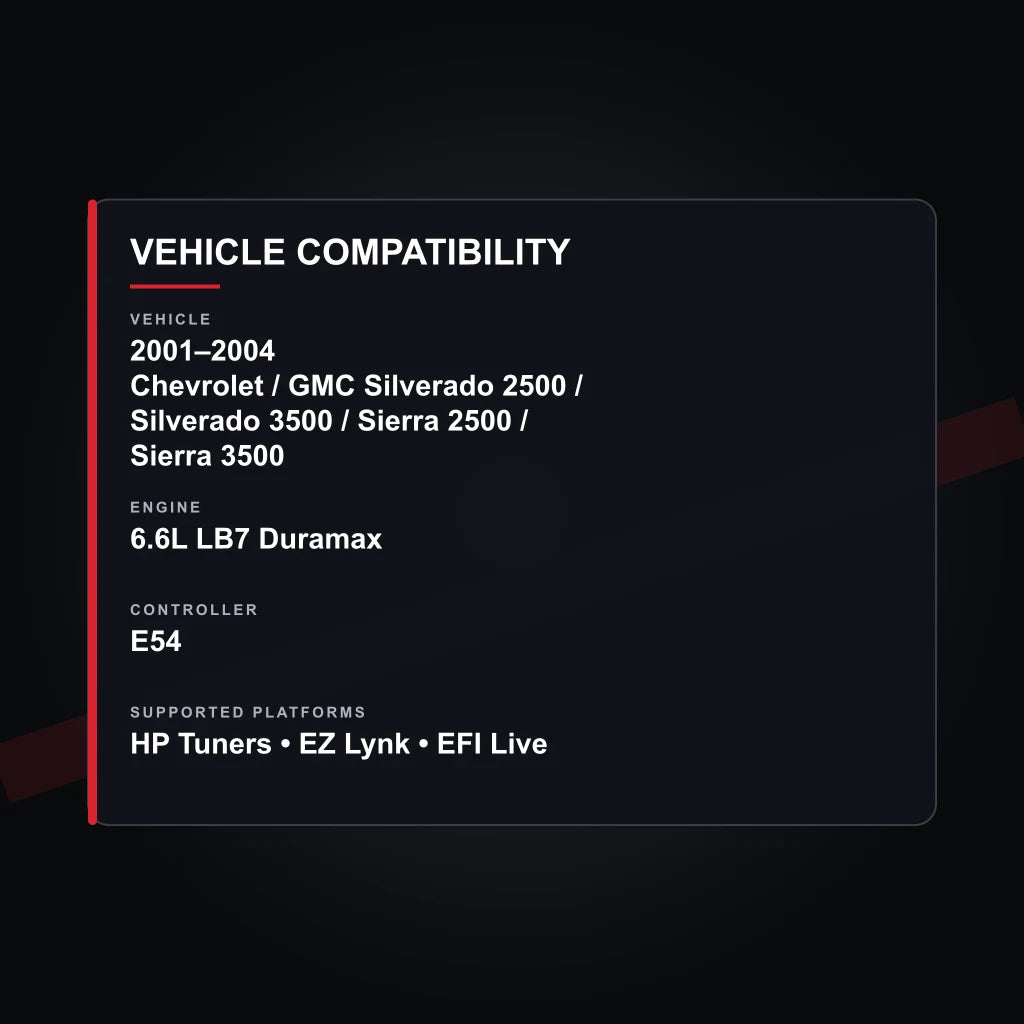2001–2004 Chevrolet / GMC 6.6L LB7 Duramax tuning vehicle compatibility