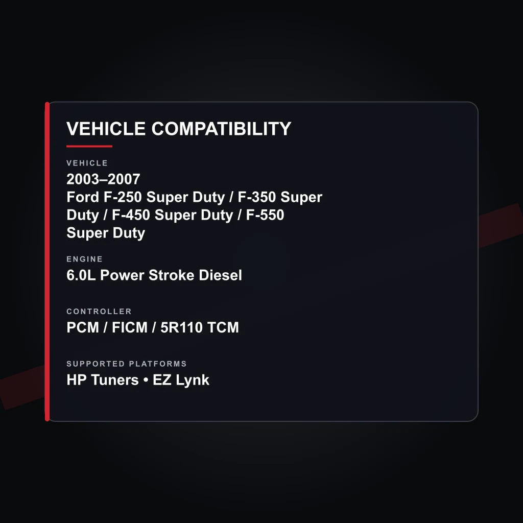 2003–2007 Ford 6.0L Power Stroke Diesel Super Duty tuning vehicle compatibility
