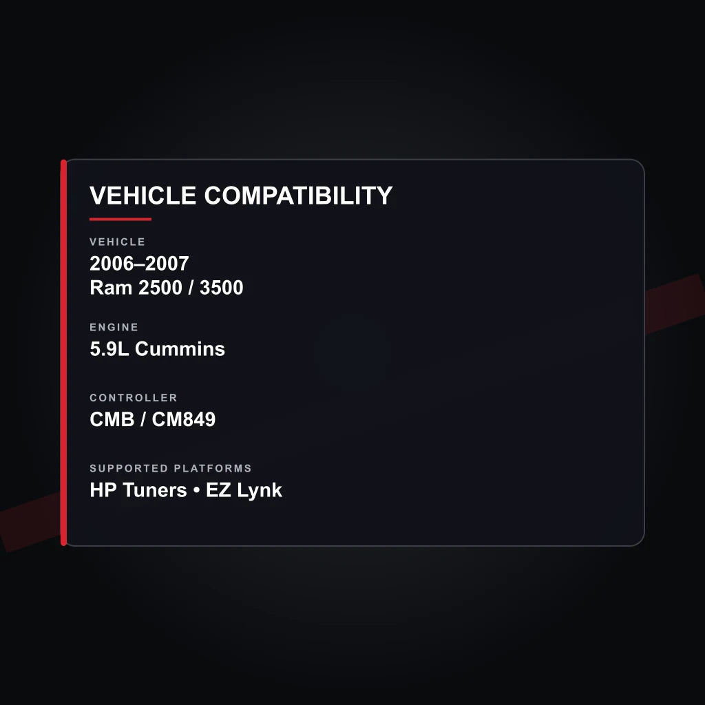 2006–2007 Ram 5.9L Cummins tuning vehicle compatibility
