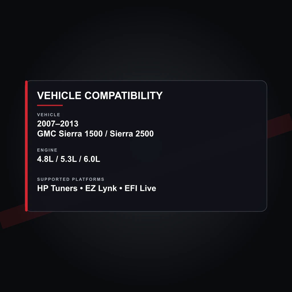 2007–2013 GMC Sierra 1500 / Sierra 2500 tuning vehicle compatibility