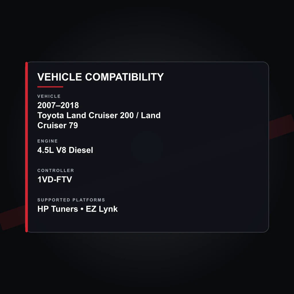 2007–2018 Toyota 4.5L V8 Diesel tuning vehicle compatibility