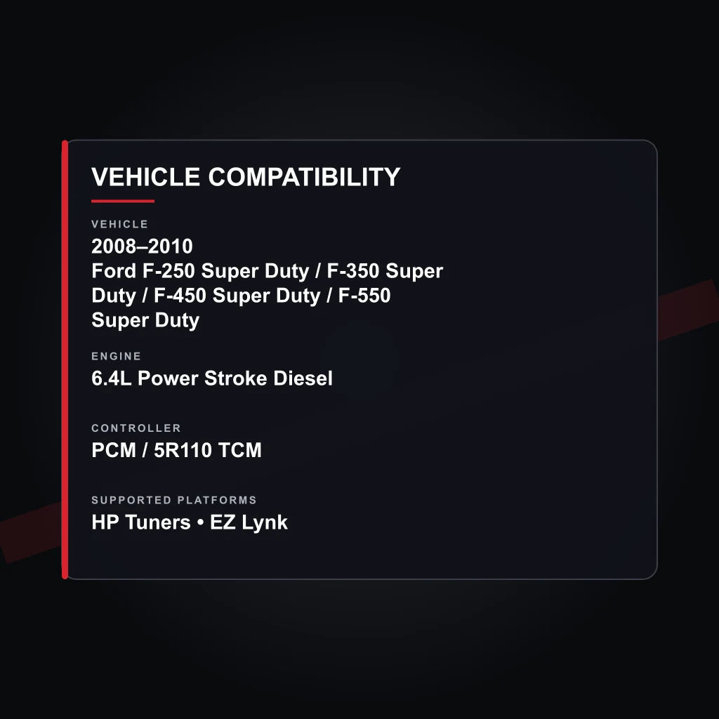 2008–2010 Ford 6.4L Power Stroke Diesel Super Duty tuning vehicle compatibility