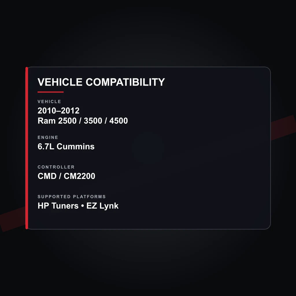 2010–2012 Ram 6.7L Cummins tuning vehicle compatibility