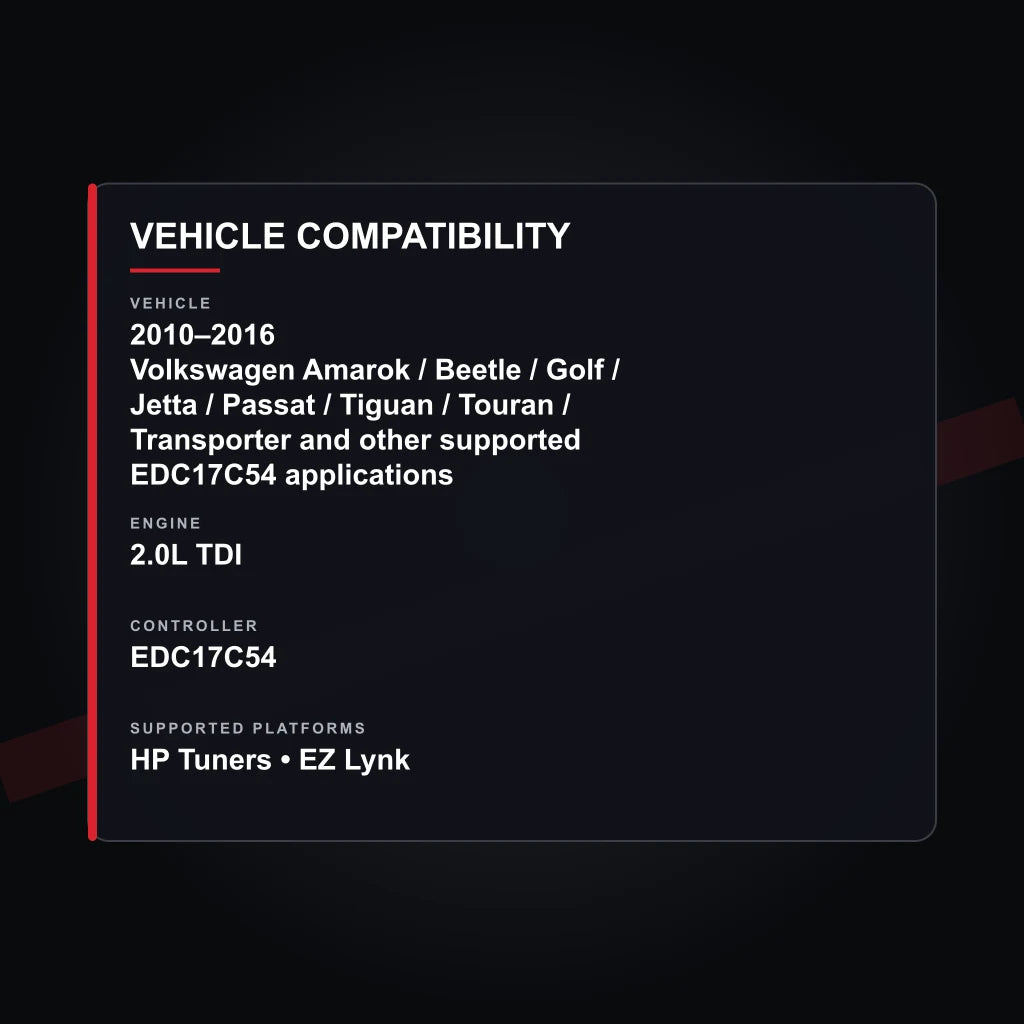 2010–2016 Volkswagen 2.0L TDI tuning vehicle compatibility