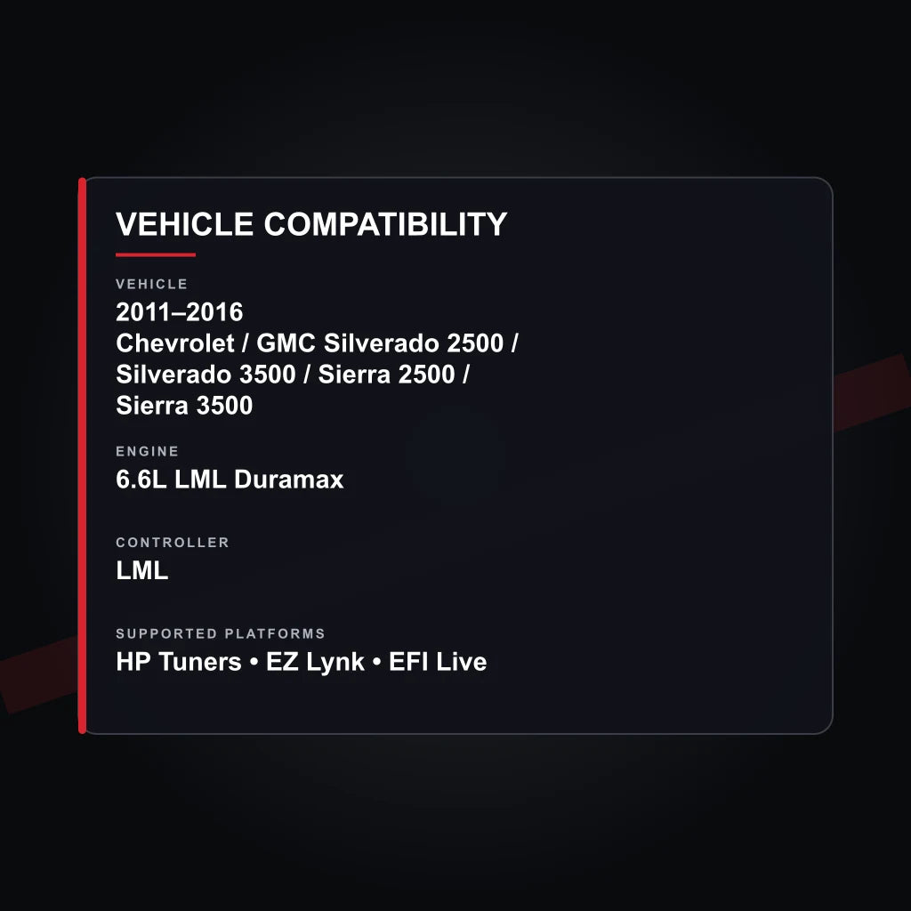 2011–2016 Chevrolet / GMC 6.6L LML Duramax tuning vehicle compatibility