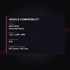 Chevrolet Sonic E78 engine tuning vehicle compatibility