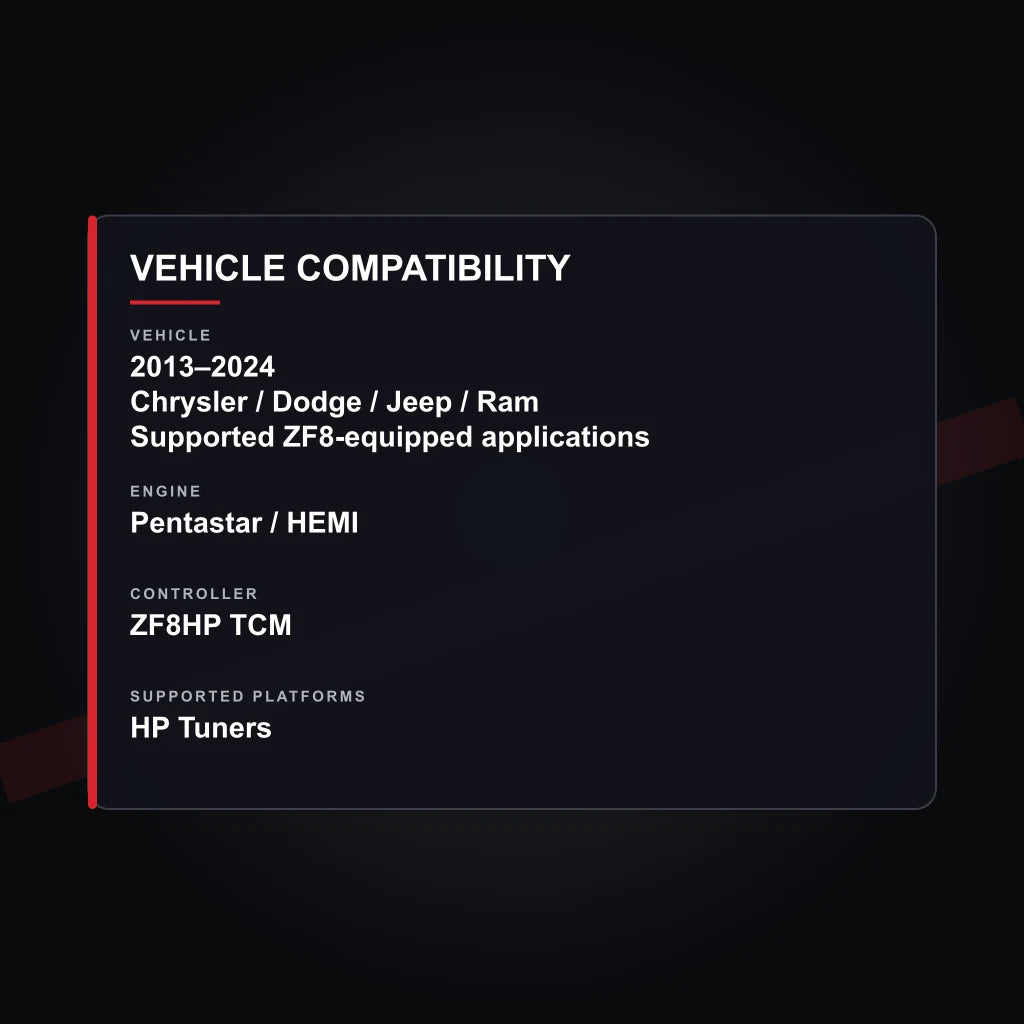 2013–2024 Mopar ZF8HP Transmission Tuning vehicle compatibility