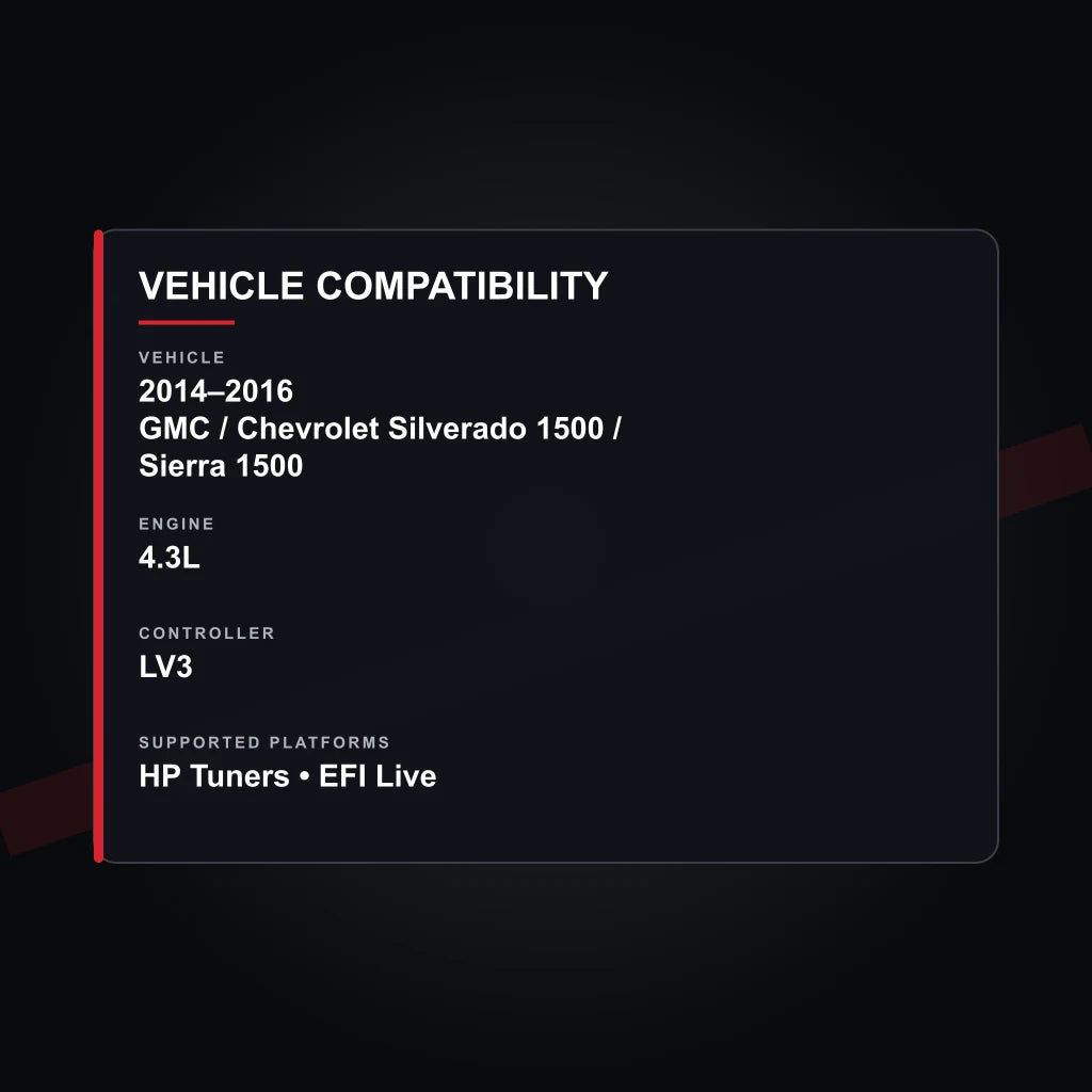 2014–2016 GMC / Chevrolet 4.3L tuning vehicle compatibility