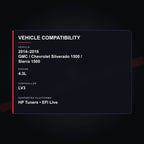 2014–2016 GMC / Chevrolet 4.3L tuning vehicle compatibility