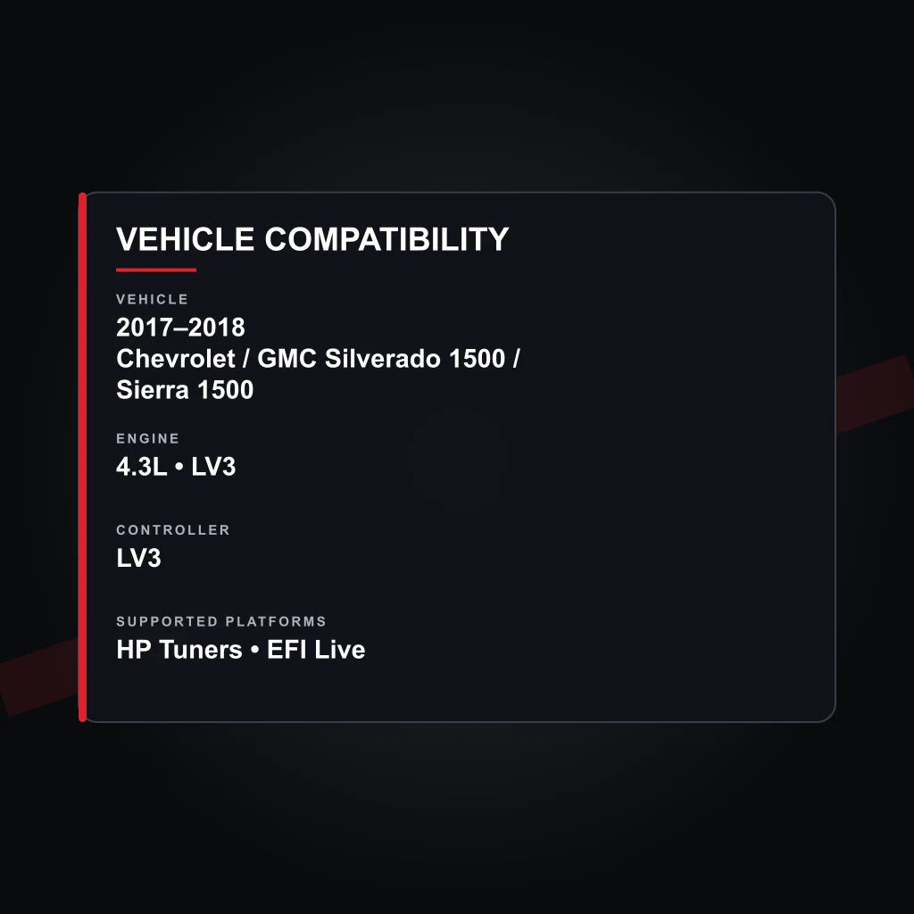 2017–2018 Chevrolet / GMC Silverado 1500 / Sierra 1500 tuning vehicle compatibility