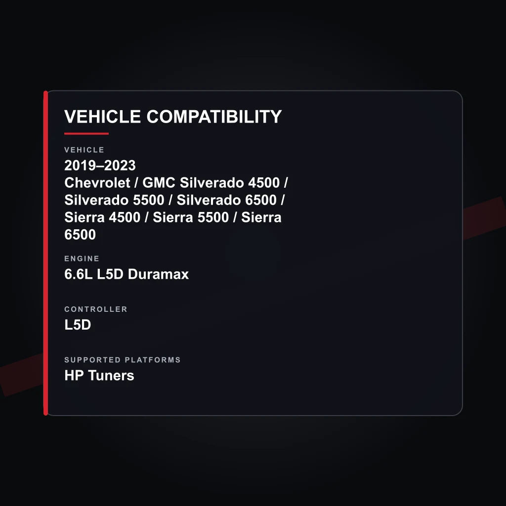 2019–2023 Chevrolet / GMC 6.6L L5D Duramax tuning vehicle compatibility