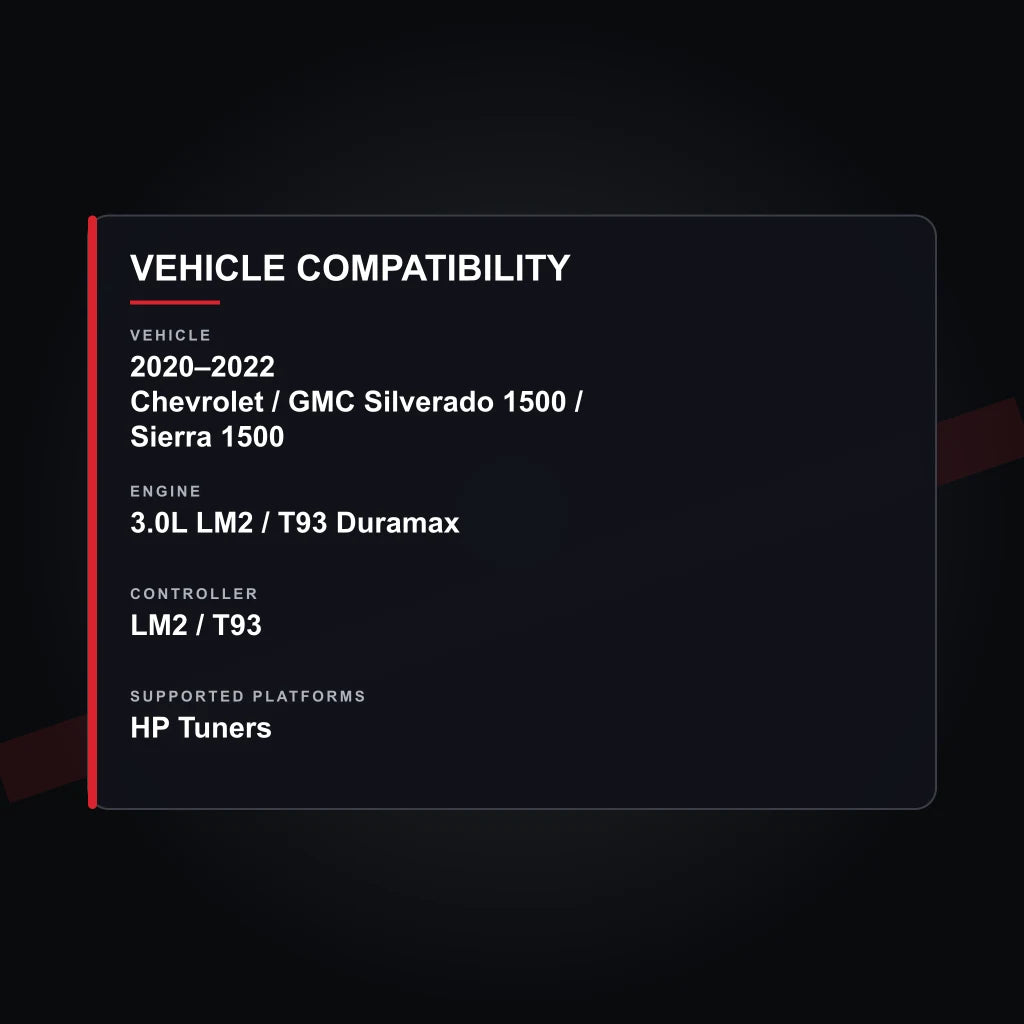 2020–2022 Chevrolet / GMC 3.0L LM2 / T93 Duramax tuning vehicle compatibility