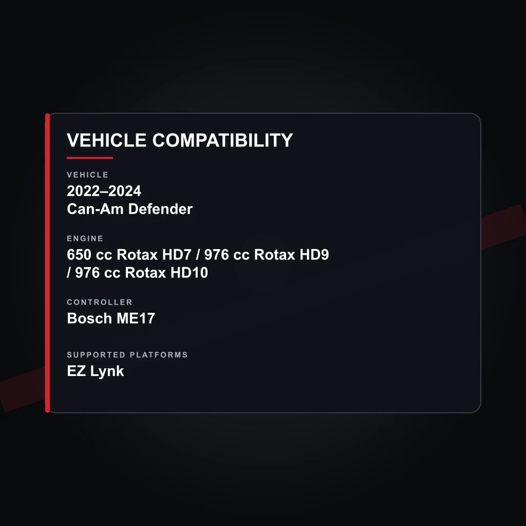 2022–2024 Can-Am Defender engine tuning vehicle compatibility