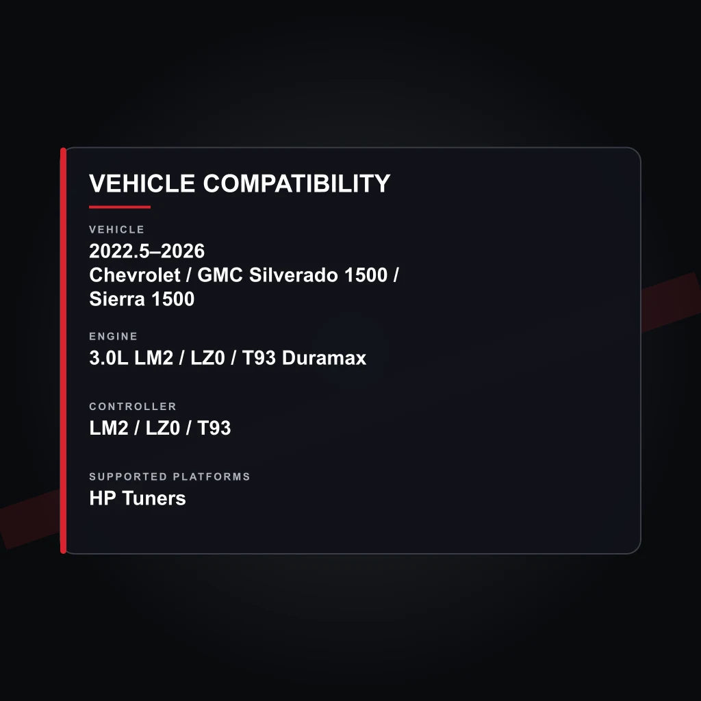 2022.5–2026 Chevrolet / GMC 3.0L LM2 / LZ0 / T93 Duramax tuning vehicle compatibility