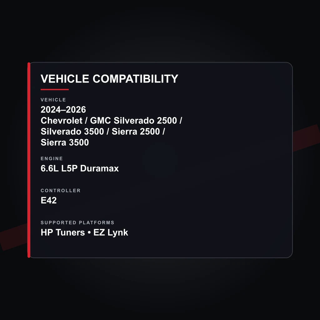 2024–2026 Chevrolet / GMC 6.6L L5P Duramax tuning vehicle compatibility