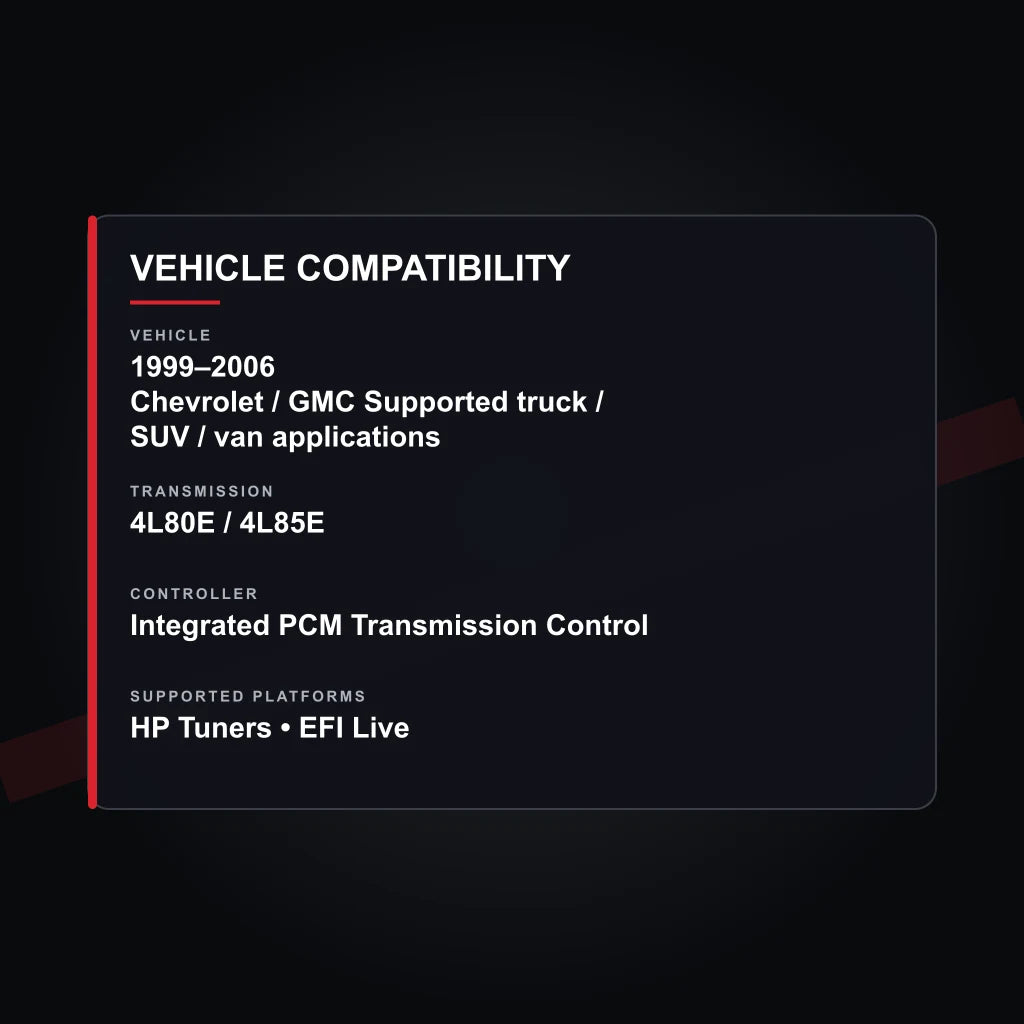 GM 4L80E / 4L85E Transmission Tuning vehicle and platform compatibility