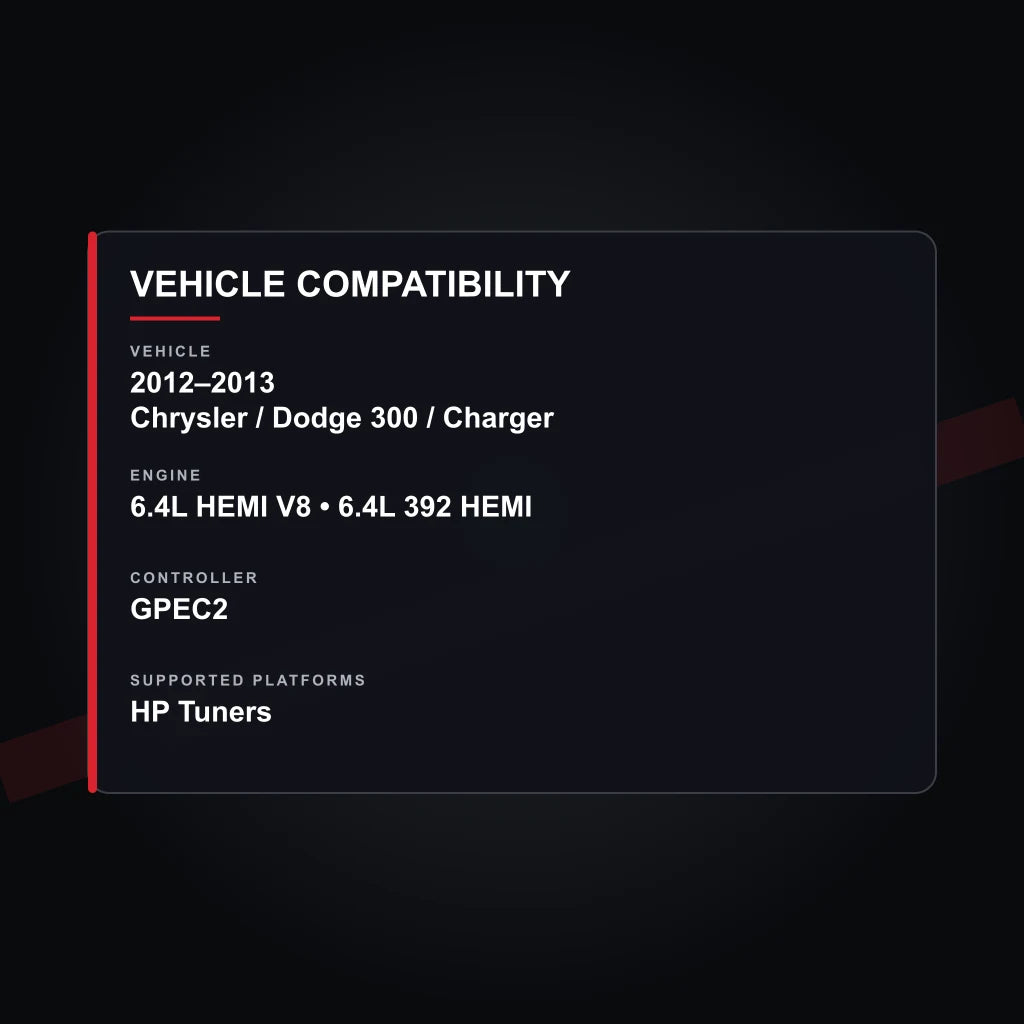 2012–2013 Chrysler 300 / Dodge Charger 6.4L HEMI Engine Tuning vehicle compatibility