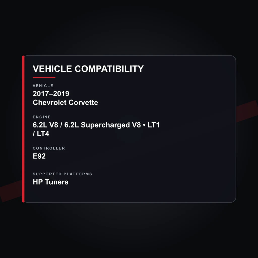 2017–2019 Chevrolet Corvette C7 Engine Tuning vehicle compatibility