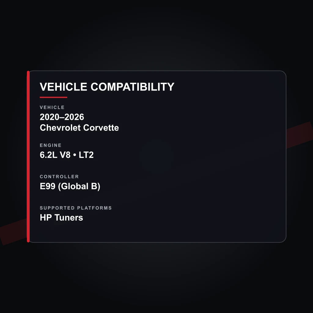 2020–2026 Chevrolet Corvette C8 Stingray 6.2L LT2 Engine Tuning vehicle compatibility