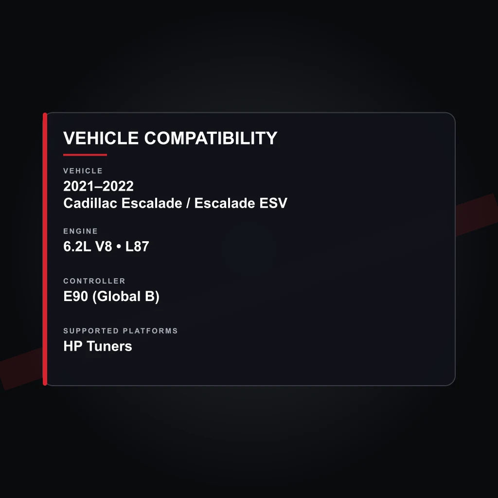 2021–2022 Cadillac Escalade 6.2L Engine Tuning vehicle compatibility