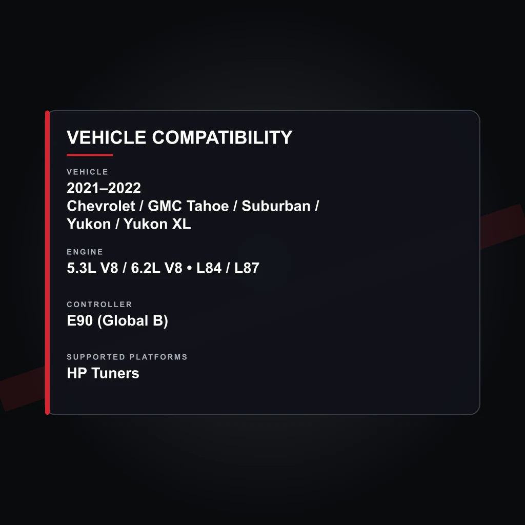 2021–2022 GM 5.3L / 6.2L SUV Engine Tuning vehicle compatibility