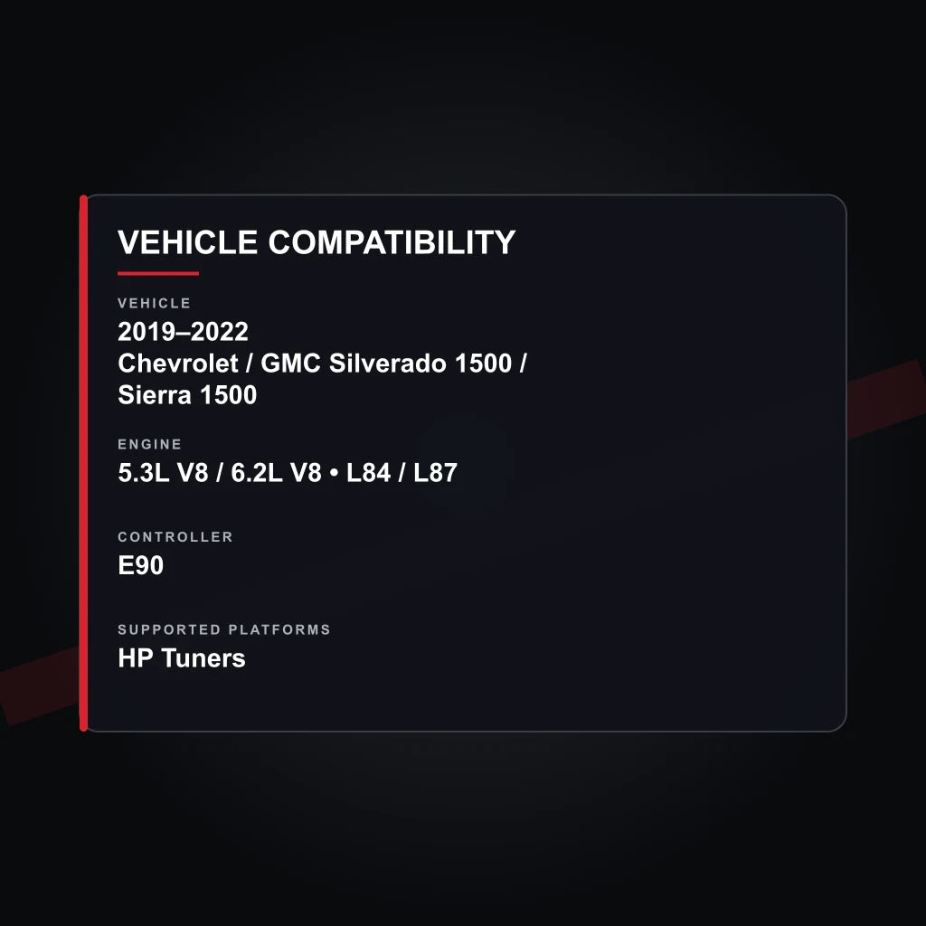 2019–2022 GM 5.3L / 6.2L Truck Engine Tuning vehicle compatibility