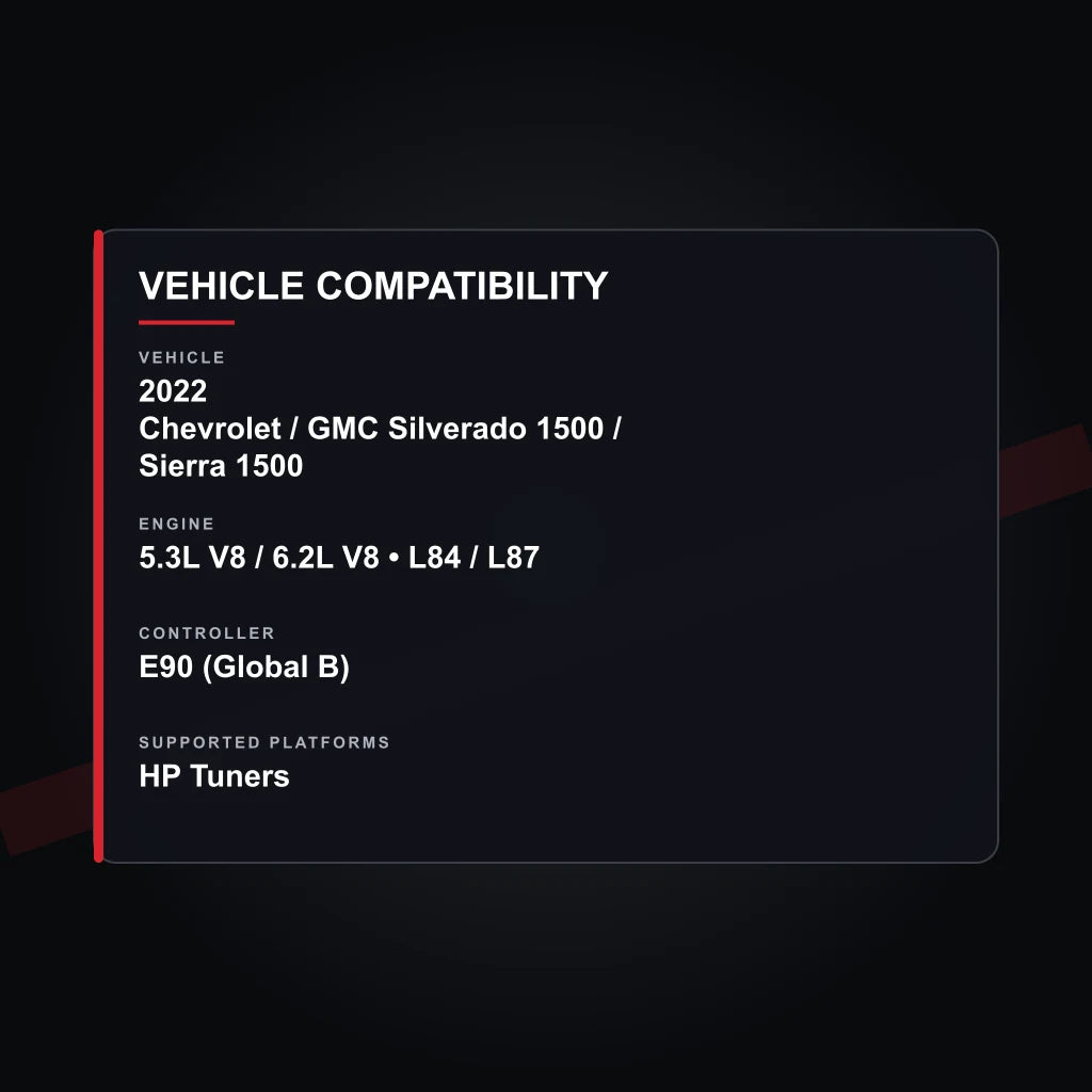 2022 GM 5.3L / 6.2L Global B Truck Engine Tuning vehicle compatibility