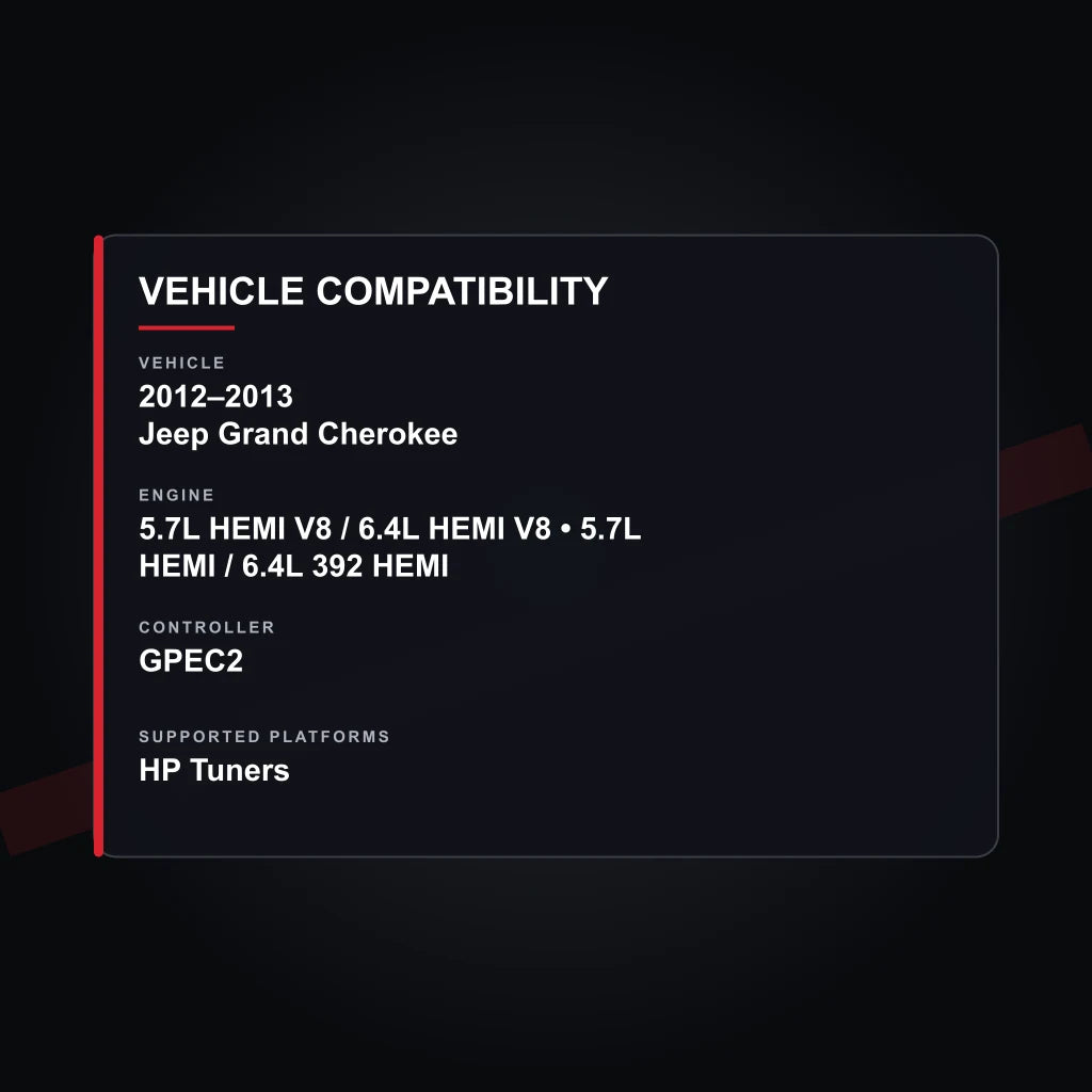 2012–2013 Jeep Grand Cherokee HEMI Engine Tuning vehicle compatibility