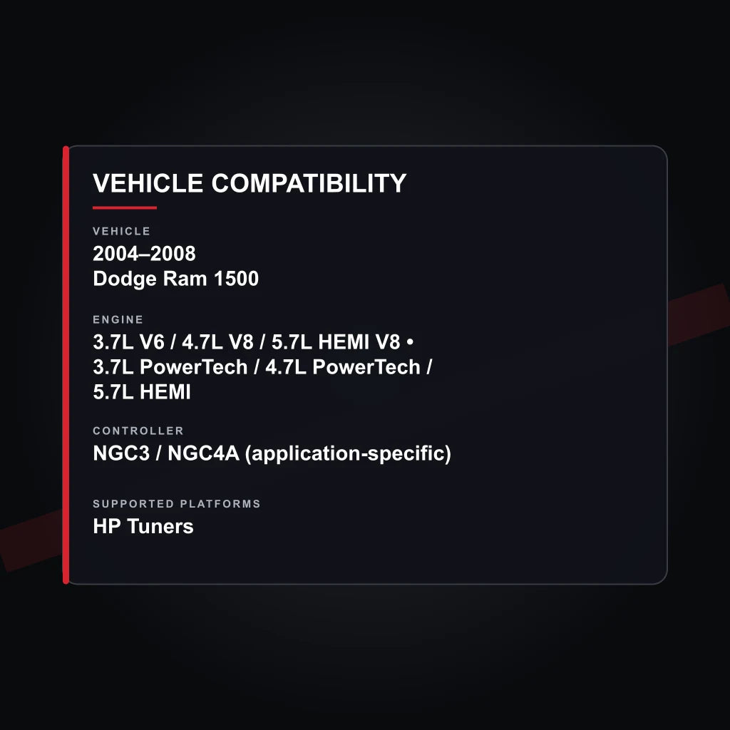 2004–2008 Dodge Ram 1500 Gas Engine Tuning vehicle compatibility