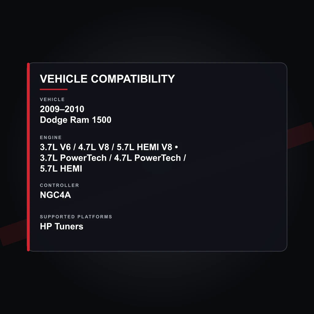 2009–2010 Dodge Ram 1500 Gas Engine Tuning vehicle compatibility