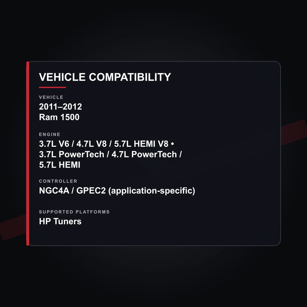 2011–2012 Ram 1500 Gas Engine Tuning vehicle compatibility