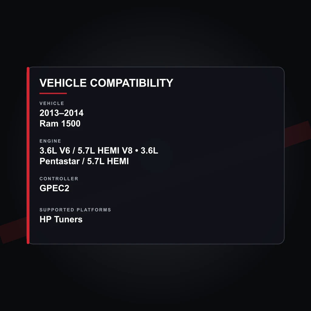 2013–2014 Ram 1500 3.6L / 5.7L Engine Tuning vehicle compatibility