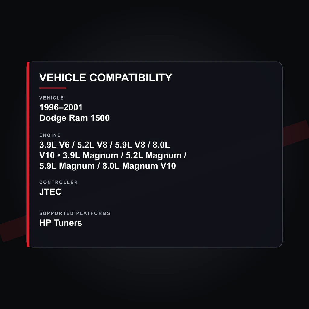 1996–2001 Dodge Ram 1500 Gas Engine Tuning vehicle compatibility