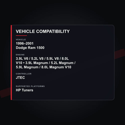 1996–2001 Dodge Ram 1500 Gas Engine Tuning vehicle compatibility